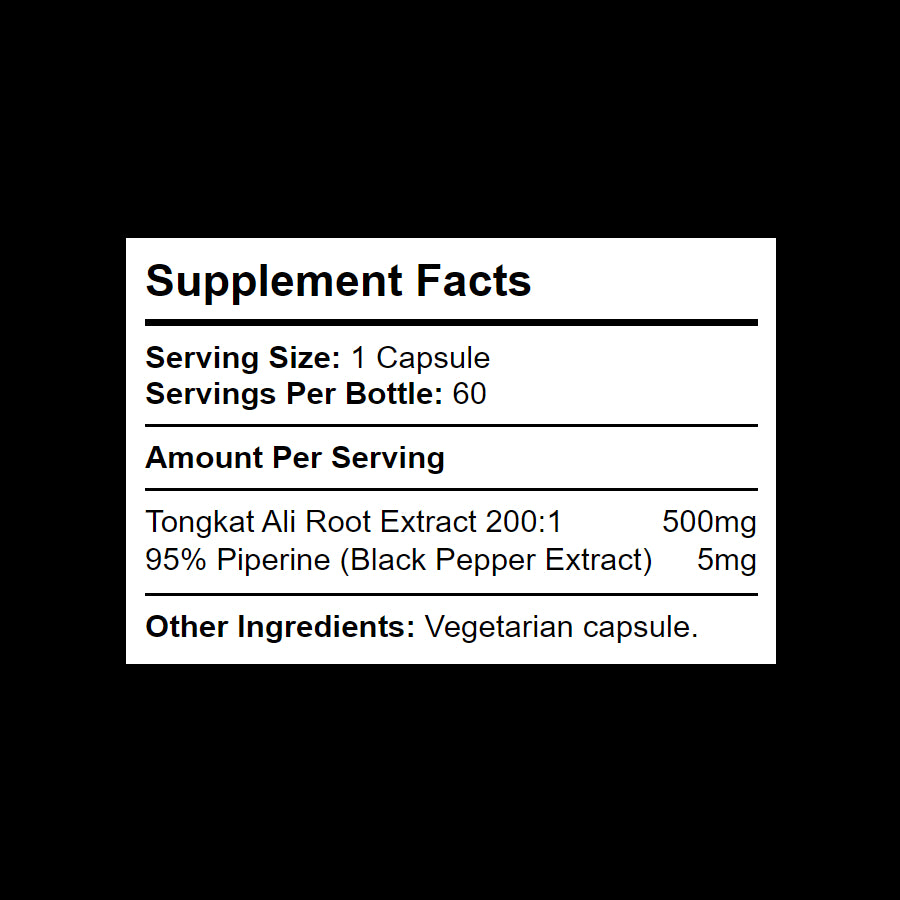 500mg Tongkat Ali 200:1 per capsule